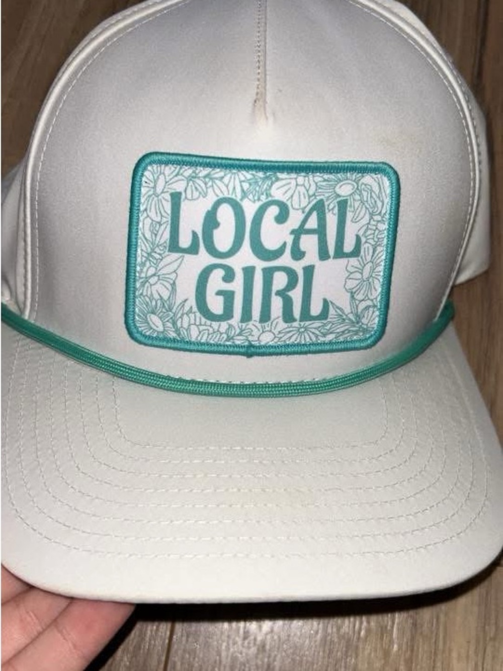 Local Girl White & Teal Trucker Hat